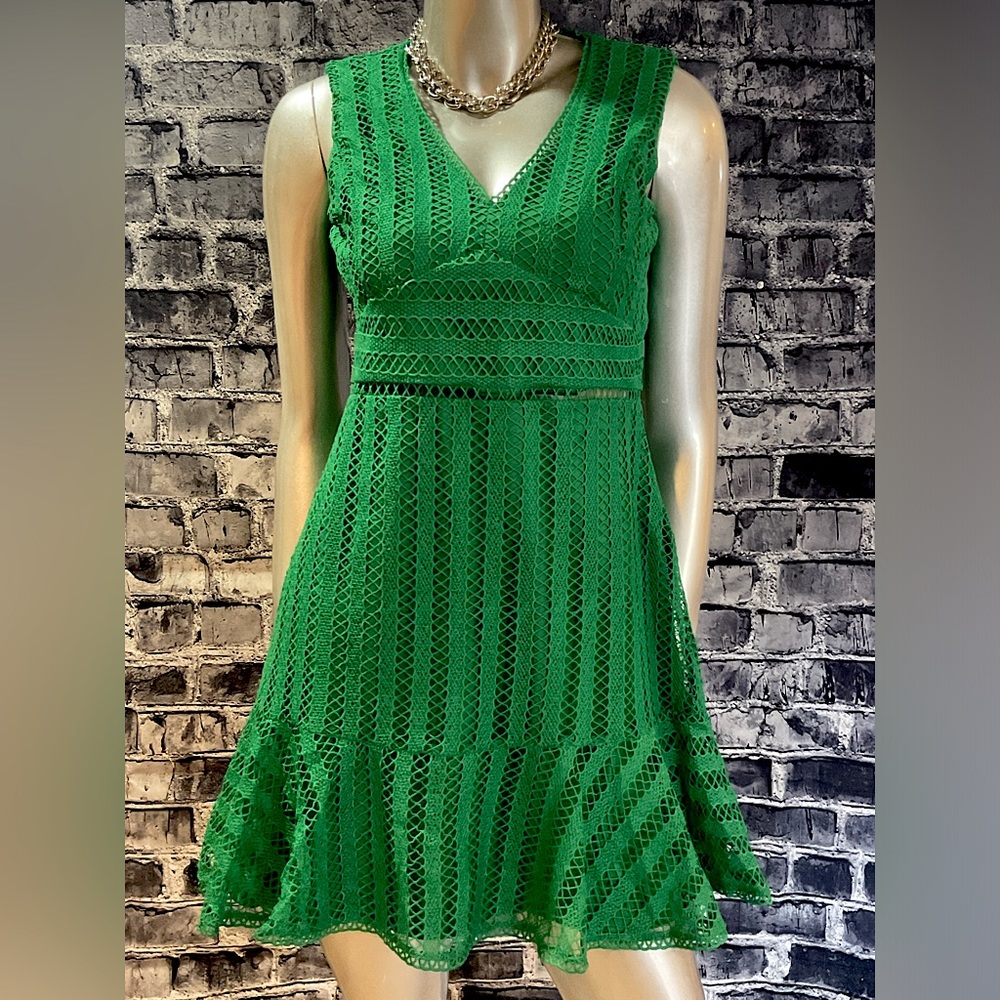 Green Netted 2 Layer Midi Spring Dress